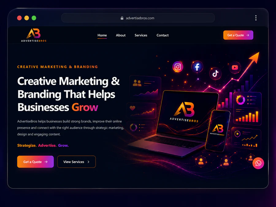 AdvertiseBros custom-coded website showcase